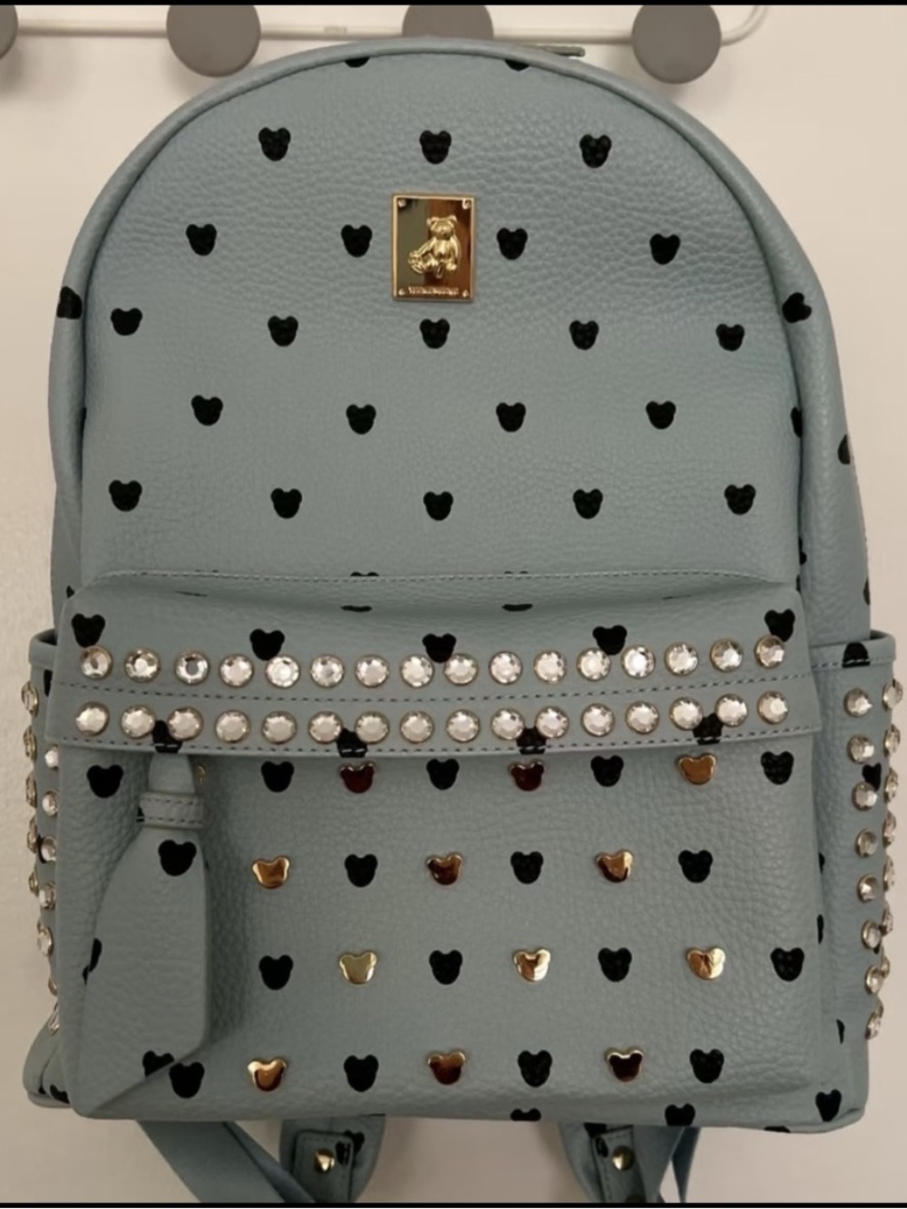 Studded Heart Backpack - Light Blue